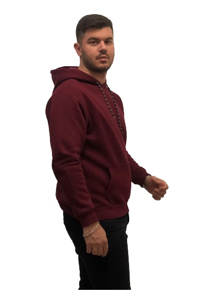 Amor Man Kapüşonlu Çok Kalın 4 İplik Pamuk Tam Kışlık Oversize Erkek Sweatshirt