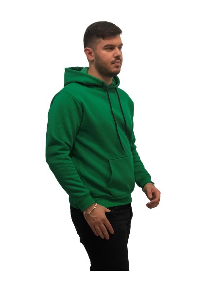 Kapüşonlu 4 İplik Çok Kalın Tam Kışlık Pamuk Oversize Erkek Sweatshirt fırsatları