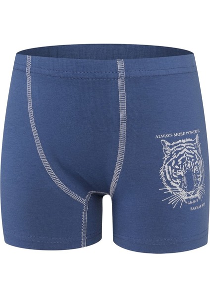 Erkek Çocuk Kaplan Baskılı Boxer 3'lü Paket 3106 Mavi