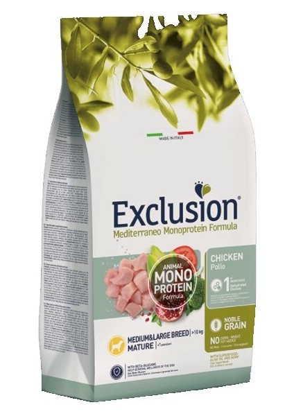 Mediterraneo Monoprotein Tavuklu Tahıllı Orta ve Büyük Irk Yaşlı Köpek Maması 12 kg