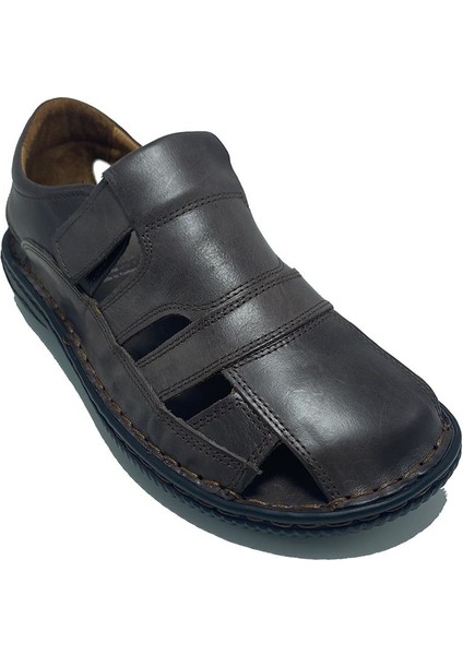 Çelık 5064 Hakıkı Derı Burnu Kapalı Sandalet Kahve modelleri