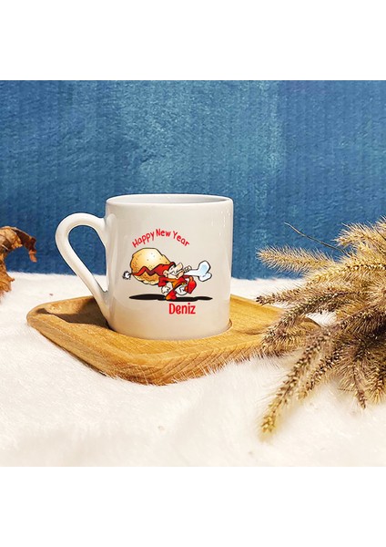 Kişiye Özel Hediye İsimli Yeni Yıl Merry Christmas Baskılı Bambu Kahve Fincanı 1490