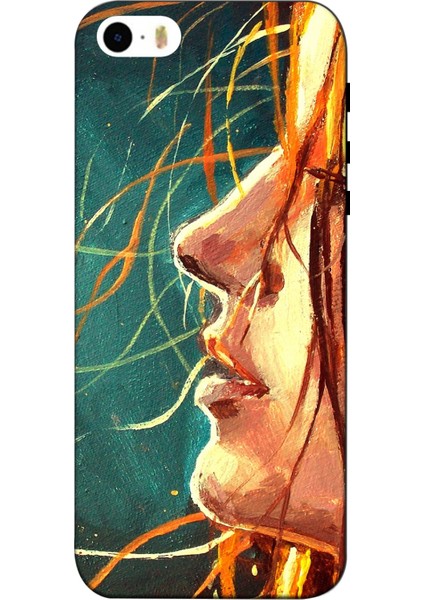 Deste Apple iPhone 5 5s Kılıf Kız Baskılı Desenli Silikon Kılıf A++-8283