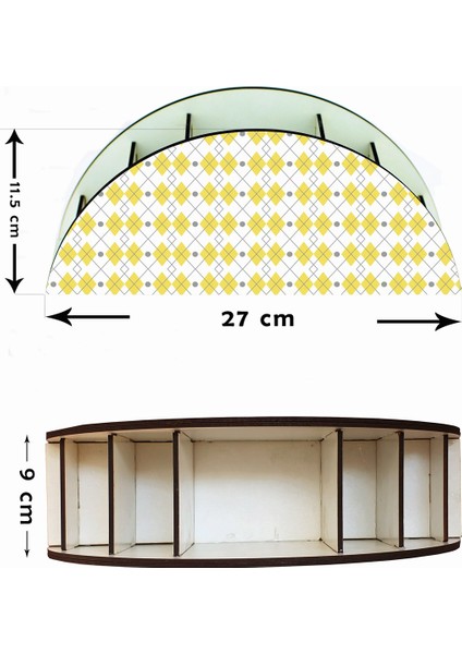 Geometrik Desenli Ahşap Masaüstü Kalemlik Kalem Kutusu Organizer