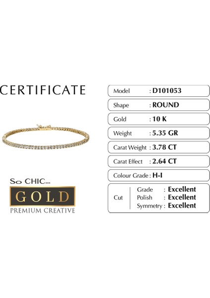 So CHIC Premium Creative Sarı Altın Su Yolu Bileklik