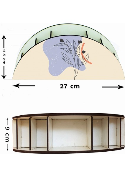 Soyut Çizim Çiçek Desenli Ahşap Masaüstü Kalemlik Kalem Kutusu Organizer