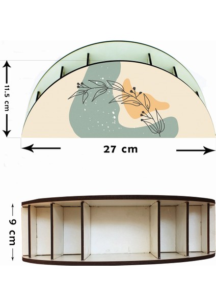 Soyut Çizim Çiçek Desenli Ahşap Masaüstü Kalemlik Kalem Kutusu Organizer
