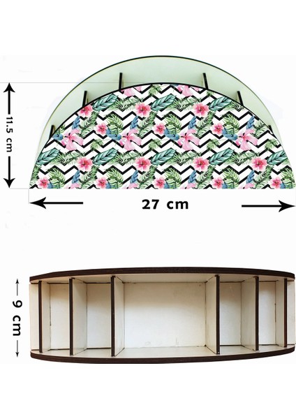 Tropik Desenli Ahşap Masaüstü Kalemlik Kalem Kutusu Organizer