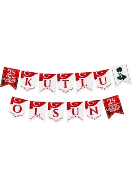 Party Gross 29 Ekim Cumhuriyet Bayramı Kutlu Olsun Uzar Yazı Banner 190 cm