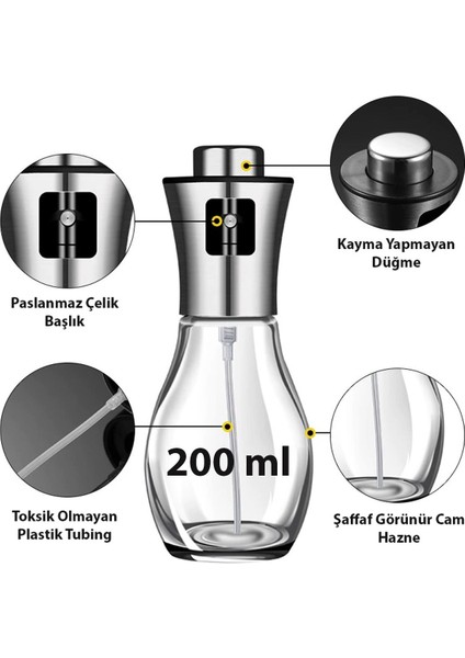 Sprey Cam Şişe Zeytinyağı Sirke Püskürtücü Yağdanlık Paslanmaz Çelik Başlıklı indirimleri