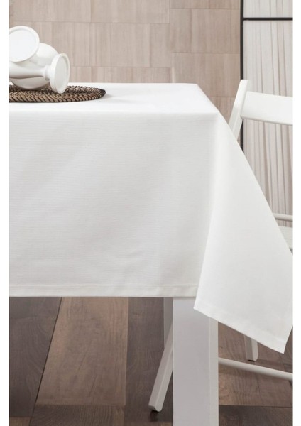 Beyaz Nano Keten Dertsiz Masa Örtüsü 100X100