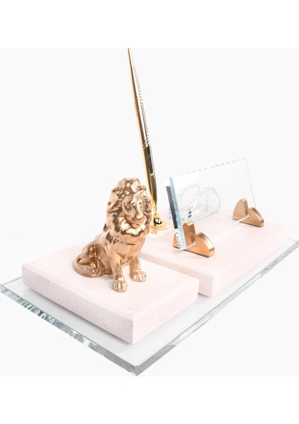 İsme Özel Kabartma Oturan Aslan Biblolu Taraftarlar İçin Dubai Mermer Masasütü İsimlik