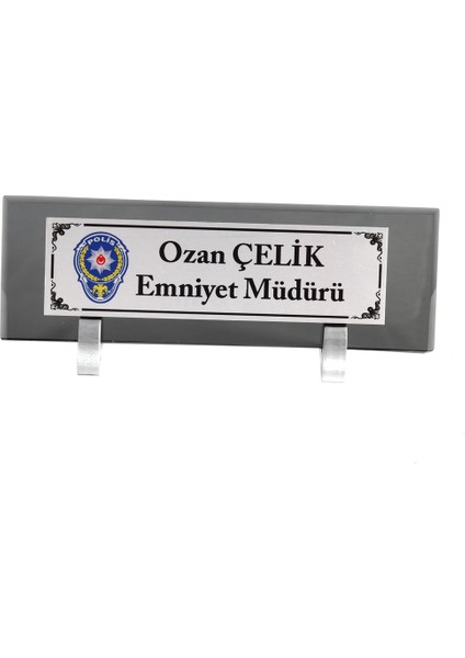İsme Özel Süblimasyon Baskı Gümüş Isimlik Şeffaf Camlı ve Ayaklı