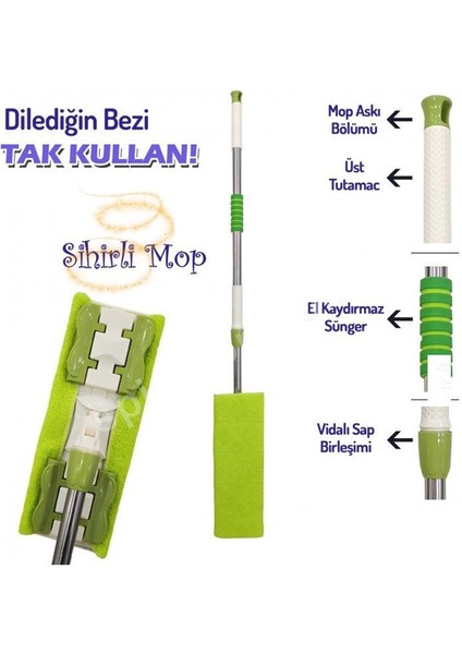 Teleskopik Mikrofiberli Yedekli Mop Püskül