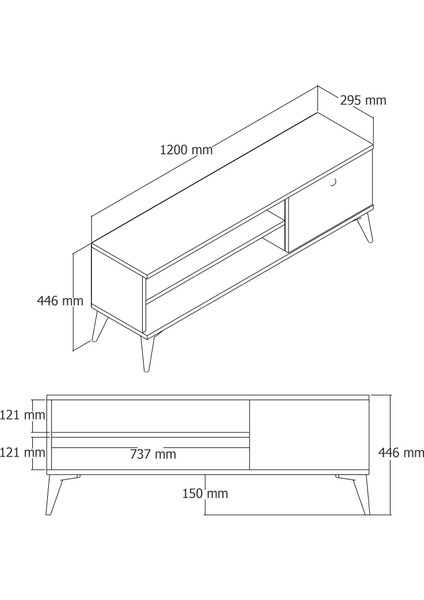 Retro Tv Ünitesi 120 Cm Beyaz 1564