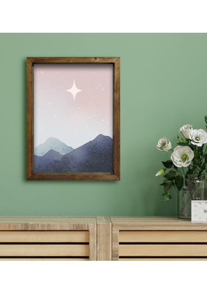 Gift Otel Odası Konseptli Doğal Masif Ahşap Çerçeveli Tablo 30X40CM-83