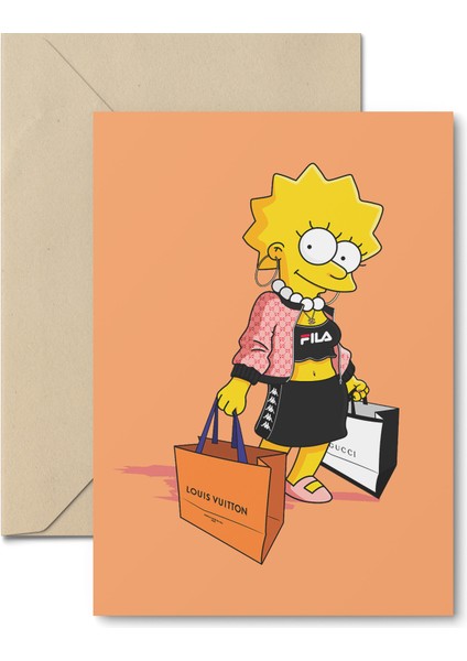 Kartpostal  Tebrik Kartı  ZARFA30 Lisa Simpsons Alşveriş Aşkı