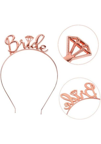 Parti Dünyası Bride Metal Rose Gold Renk Taç