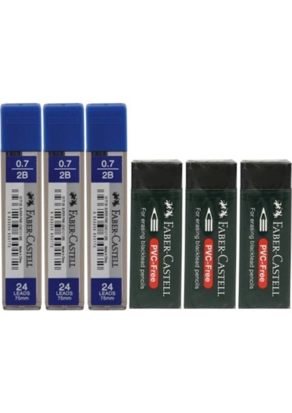 0.7mm Uç 3'lü Paket 3 Büyük Boy Siyah Silgi