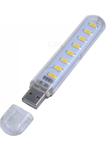 OPTANA Taşınabilir USB LED Işık Mini Flash USB Stick Light 8 LED Kamp Işığı Sarı