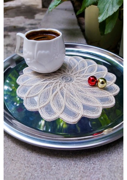 6 Adet Fransız Tarzı Modern Krem Simli Bardak Altlığı & Kokteyl Peçetesi fiyatları