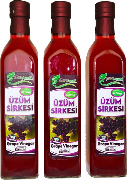 Katkısız Doğal Fermente Üzüm Sirkesi 3 x 500 ml