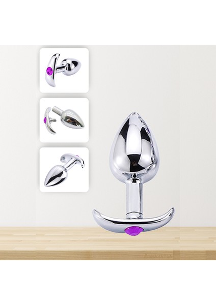 Mor Renkli Taşlı Metal Anal Plug Tıkaç Model 2