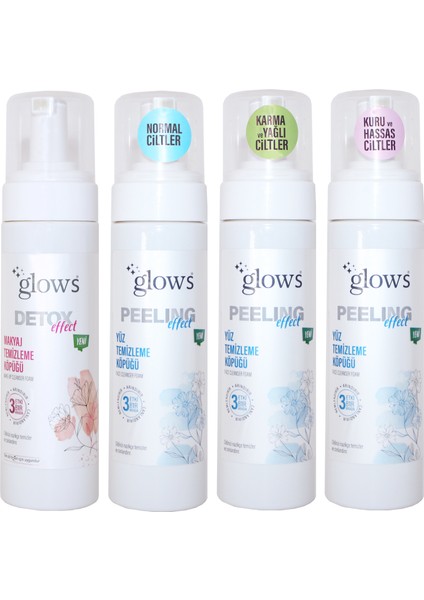 Glows detox Effect Tüm Ciltler Için Makyaj Temizleme Köpüğü