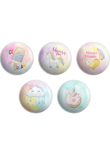 Parti Çocuk Unicorn Temalı Magnet Açacak 5'li Paket