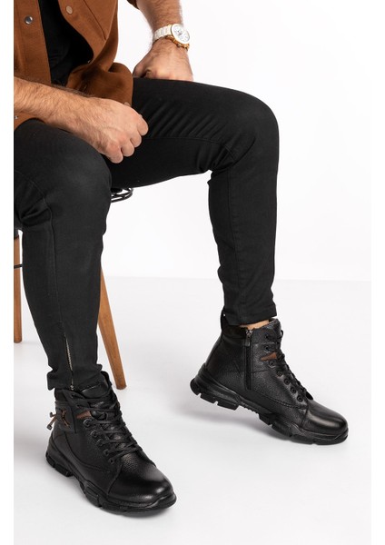 Deri Erkek Su ve Soğuk Geçirmez Deri Bot