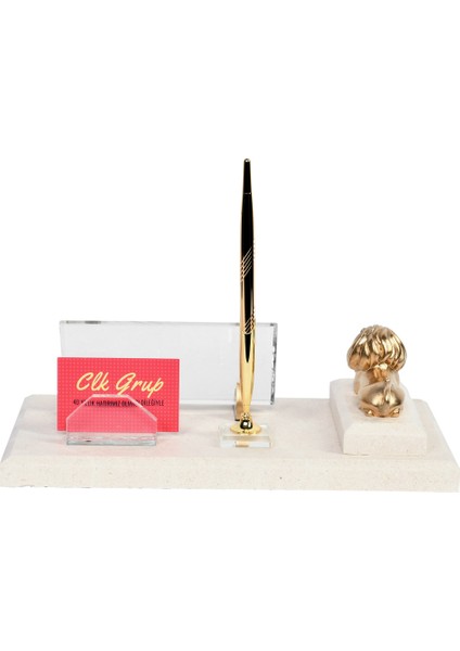 İsme Özel Krem Kabartma Yatan Aslan Biblolu Taraftarlar İçin Dubai Mermer Masasütü İsimlik modelleri