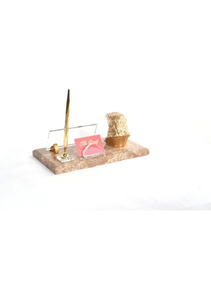 İsme Özel Kartal Büst Biblolu Krem Mermer Masasütü İsimlik modelleri