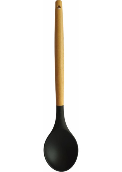 Naturalife Labs Yanmaz Yapışmaz Ahşap Saplı Silikon Spatula Kaşık 32 cm