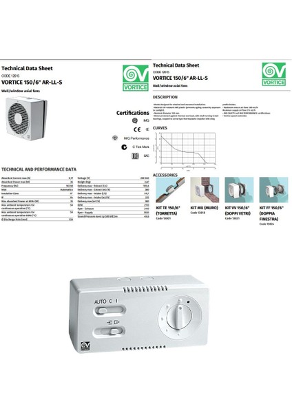 Vario 300/12 & CR5N Hız Anahtarı Yanında Duvara Cama Kolay Montaj Otomatik Panjur Manuel Geri Dönüşümlü Tasarruflu Fan Agmair Agm Havalandırma Fanı
