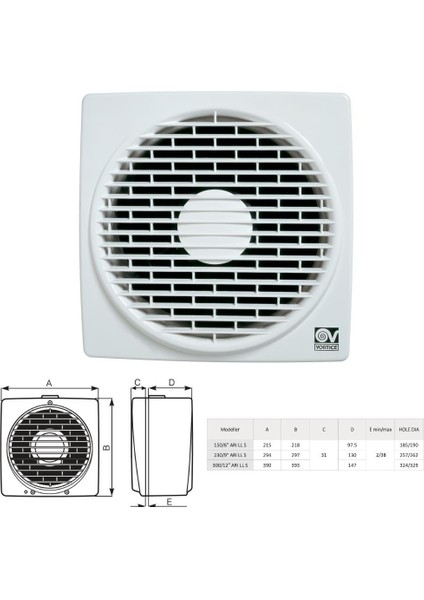 Vario 300/12 & CR5N Hız Anahtarı Yanında Duvara Cama Kolay Montaj Otomatik Panjur Manuel Geri Dönüşümlü Tasarruflu Fan Agmair Agm Havalandırma Fanı