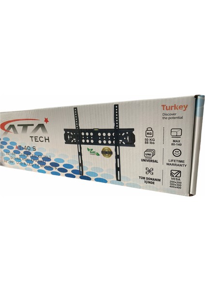 Ata Elektronik Tüm Markalar ile Uyumlu 39'' 40'' 42'' 43'' 47'' 49'' 50'' 55'' Inch Inç LED Tv Televizyon Kalın Orijinal Askı Aparatı Kilitli Su Terazili AT40