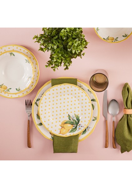 Puantiyeli Limon 24 Parça 6 Kişilik Porselen Yemek Takımı fiyatları