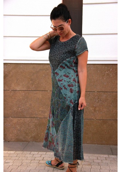 Kadın Ay Kol Patchwork Naturel Elbise fiyatları