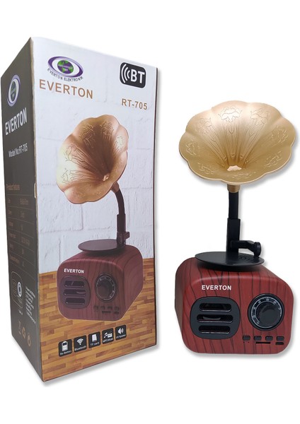 RT-705 Gramafon Görünümlü Bluetooth Hoparlör & Mini Radyo