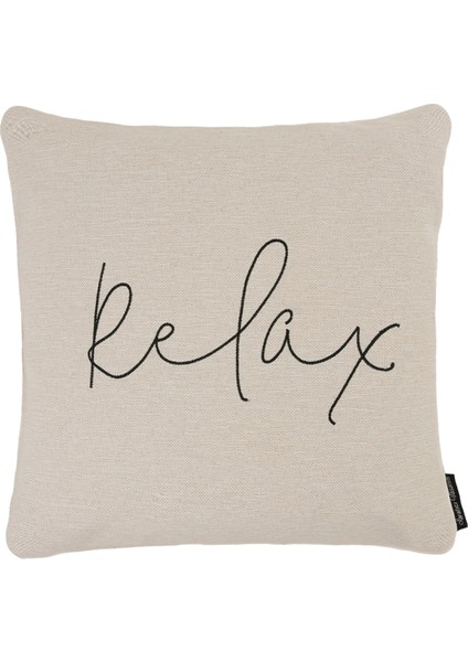 Yastık Kırlent Kılıfı Relax Nakışlı Krem