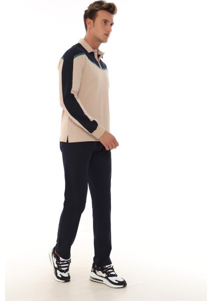 Erkek Bej Polo Yakali Uzun Kollu T-Shirt Eşofman Takim fiyatları