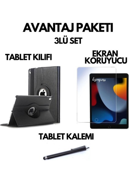 Apple iPad 9 Kılıf 9. Nesil (MK2P3LL) 10.2 Dönebilen Tablet Kılıfı + Ekran Koruyucu + Tablet Kalemi