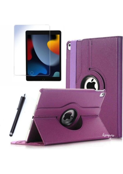 Apple iPad 9 Kılıf 9. Nesil (MK2P3LL) 10.2 Dönebilen Tablet Kılıfı + Ekran Koruyucu + Tablet Kalemi