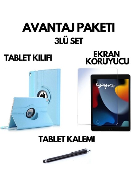 Apple iPad 9 Kılıf 9. Nesil (MK2P3LL) 10.2 Dönebilen Tablet Kılıfı + Ekran Koruyucu + Tablet Kalemi