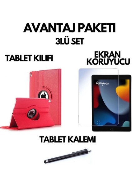 Apple iPad 9 Kılıf 9. Nesil (MK2P3LL) 10.2 Dönebilen Tablet Kılıfı + Ekran Koruyucu + Tablet Kalemi