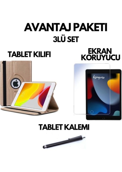 Apple iPad 9 Kılıf 9. Nesil (MK2P3LL) 10.2 Dönebilen Tablet Kılıfı + Ekran Koruyucu + Tablet Kalemi