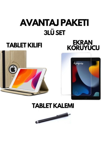 Apple iPad 9 Kılıf 9. Nesil (MK2P3LL) 10.2 Dönebilen Tablet Kılıfı + Ekran Koruyucu + Tablet Kalemi