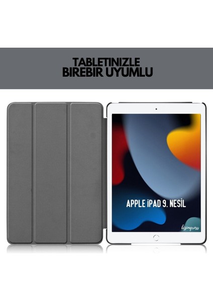 Apple iPad 9 Kılıf 9. Nesil 10.2 Smart Folio Cover Akıllı Uyku Modlu Pu Deri Standlı Tablet Kılıfı