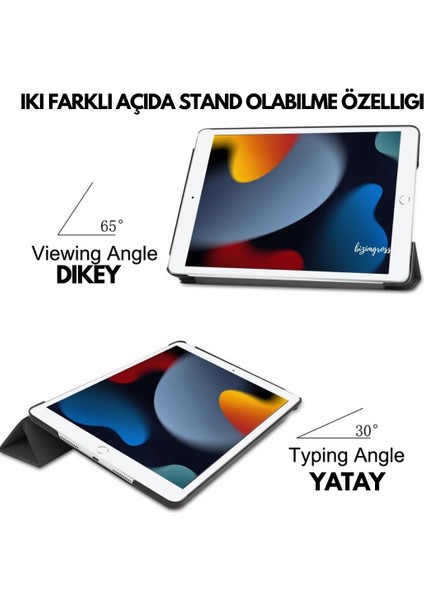 Apple iPad 9 Kılıf 9. Nesil 10.2 Smart Folio Cover Akıllı Uyku Modlu Pu Deri Standlı Tablet Kılıfı