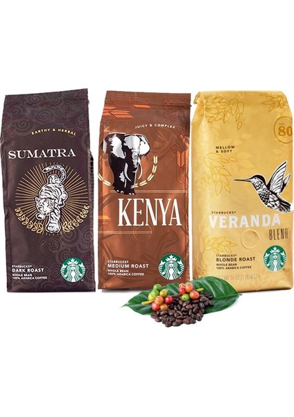 Kenya + Sumatra + Veranda Çekirdek Kahve 250 gr 3'lü
